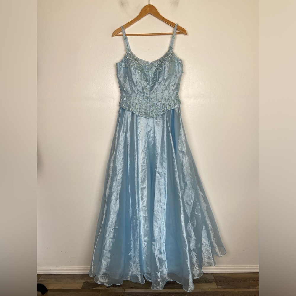 Formal Y2K Prom‎ Sweet Fifteen Ball Gown S/M Blue Chiffon Princess (No size tag)